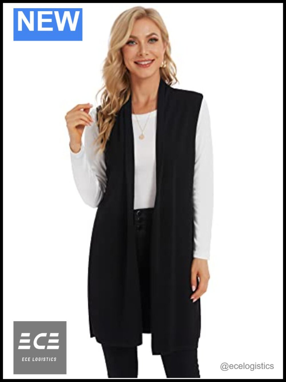 Women's Long Knit Cardigan Vest Sleeveless Open Front Duster Plus Size
